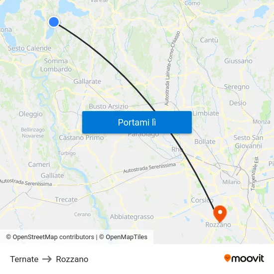 Ternate to Rozzano map