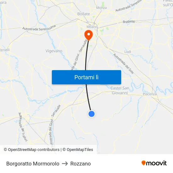 Borgoratto Mormorolo to Rozzano map