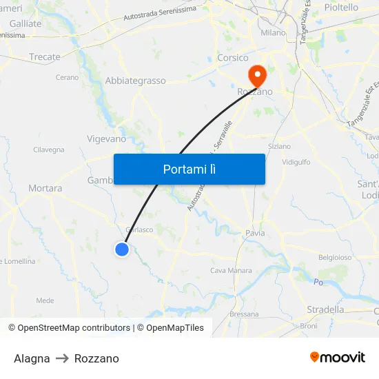 Alagna to Rozzano map