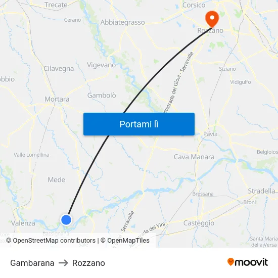 Gambarana to Rozzano map