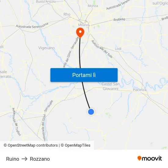 Ruino to Rozzano map