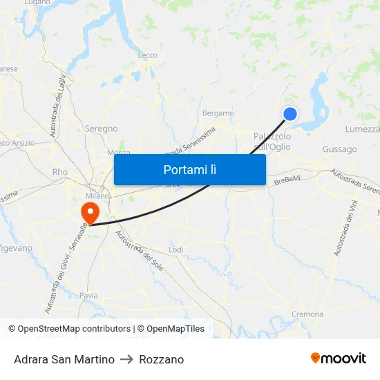 Adrara San Martino to Rozzano map