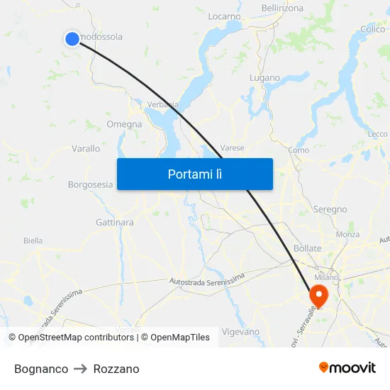 Bognanco to Rozzano map