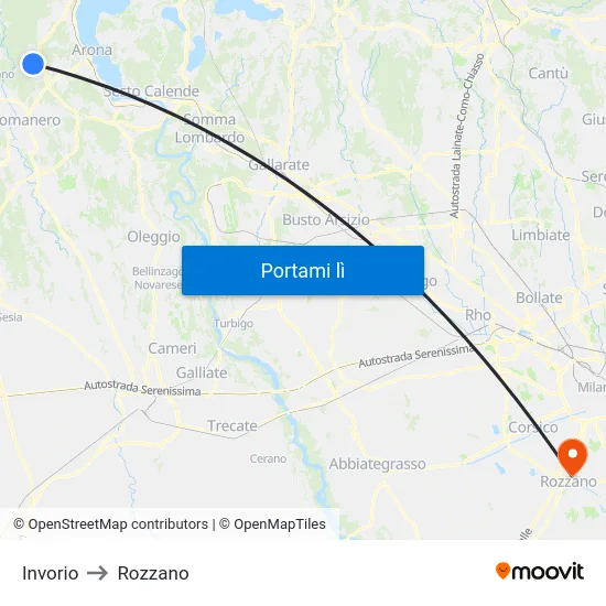 Invorio to Rozzano map