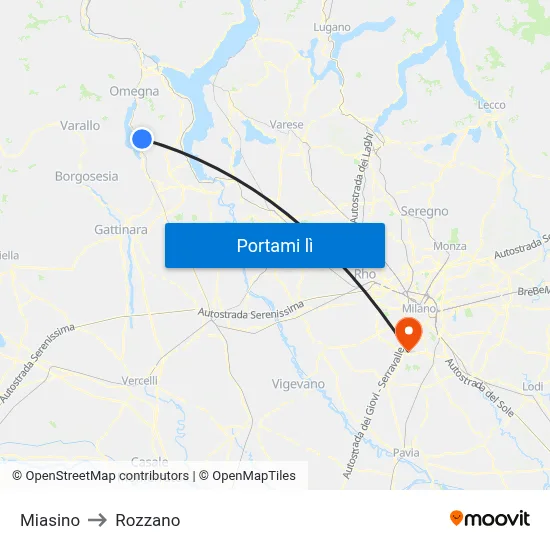 Miasino to Rozzano map