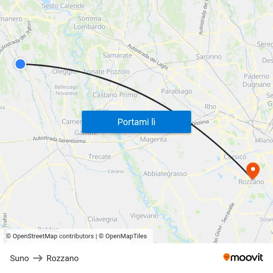 Suno to Rozzano map