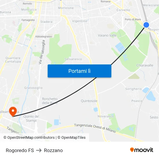 Rogoredo FS to Rozzano map