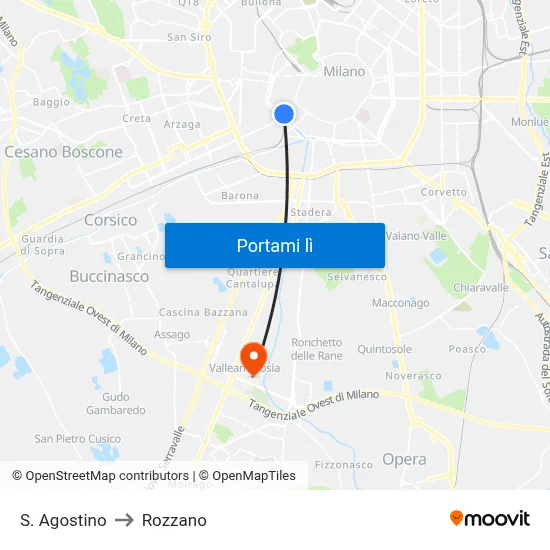 S. Agostino to Rozzano map
