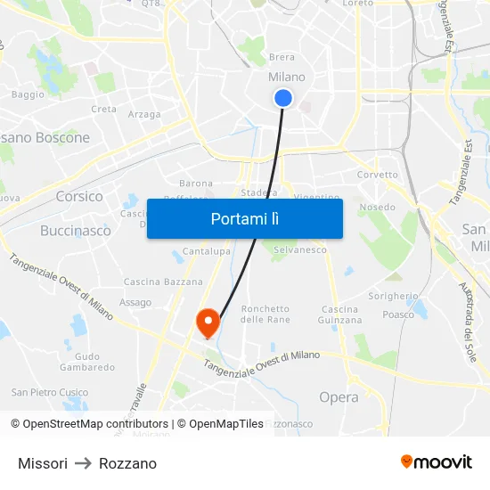 Missori to Rozzano map
