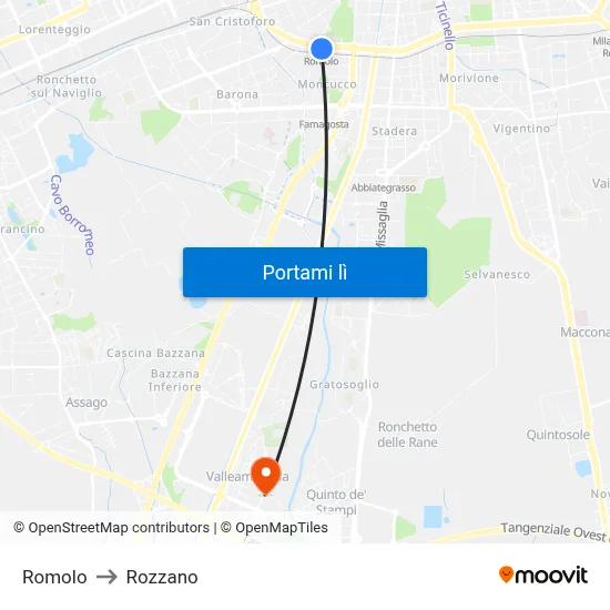 Romolo to Rozzano map