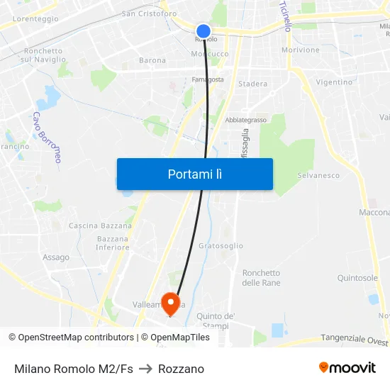 Milano Romolo M2/Fs to Rozzano map