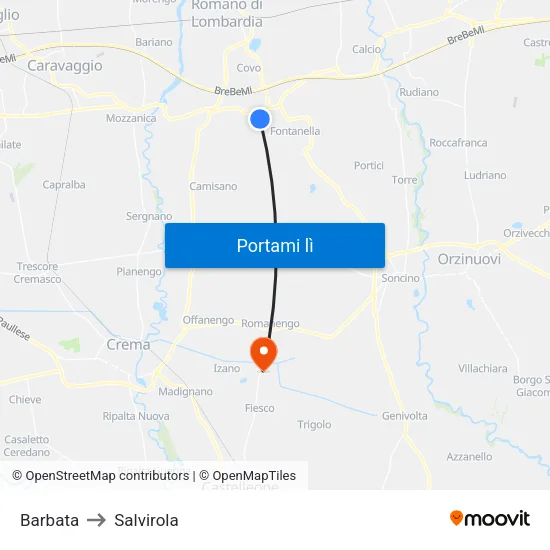 Barbata to Salvirola map