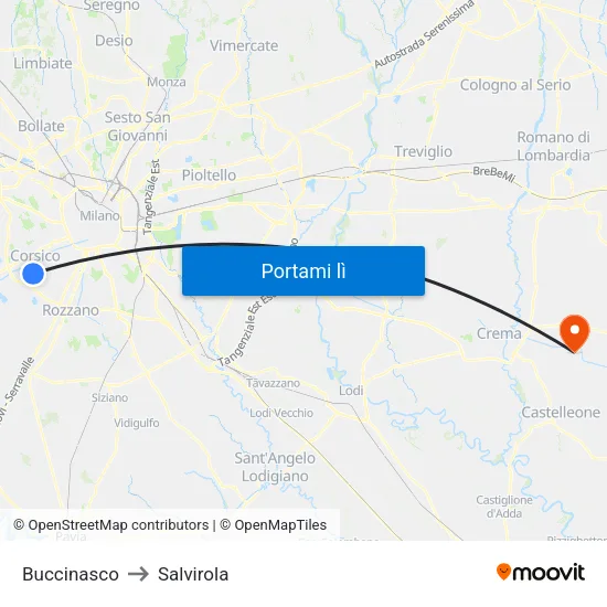 Buccinasco to Salvirola map