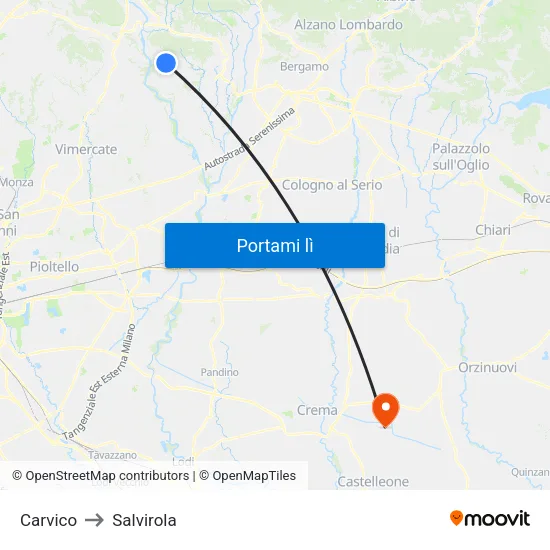 Carvico to Salvirola map