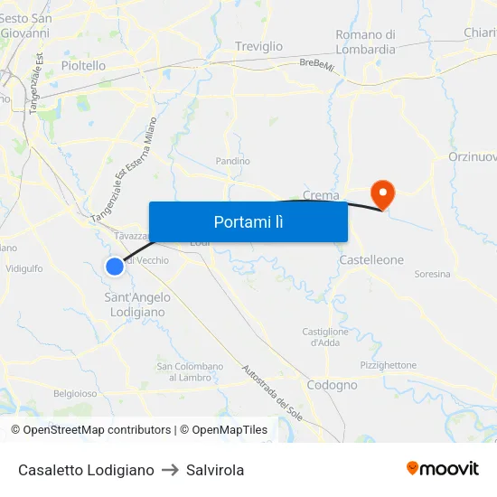 Casaletto Lodigiano to Salvirola map