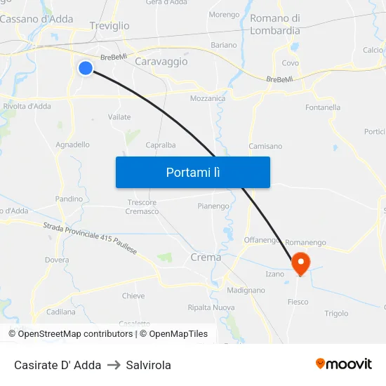 Casirate D' Adda to Salvirola map