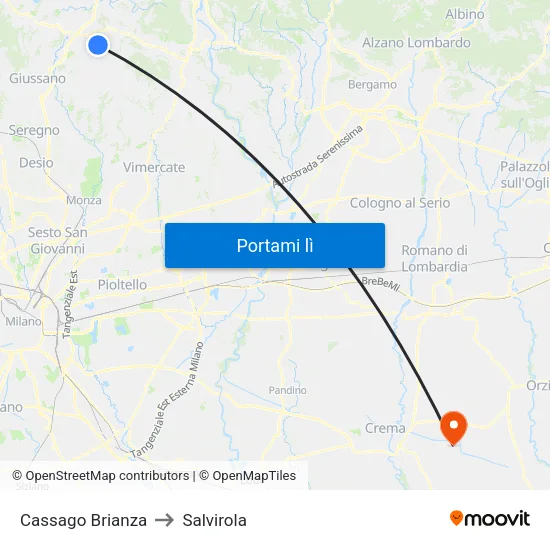 Cassago Brianza to Salvirola map
