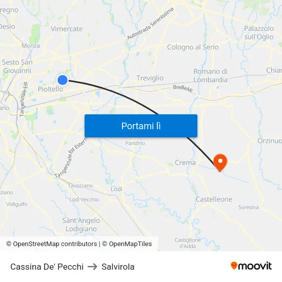 Cassina De' Pecchi to Salvirola map