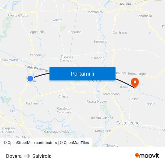Dovera to Salvirola map