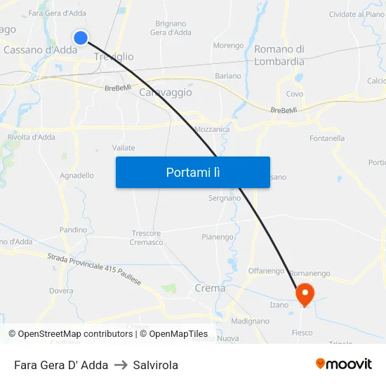Fara Gera D' Adda to Salvirola map