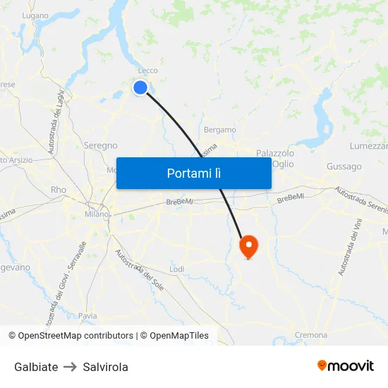 Galbiate to Salvirola map