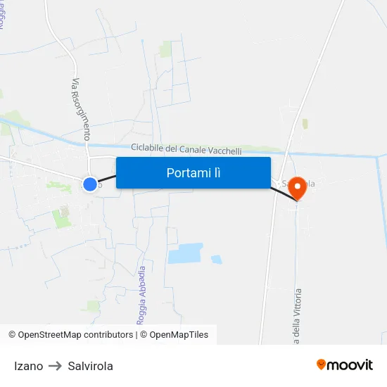 Izano to Salvirola map