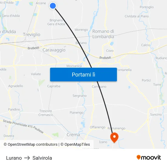 Lurano to Salvirola map