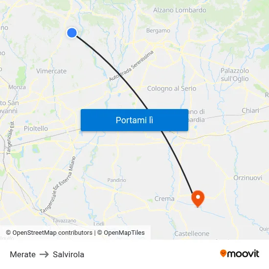 Merate to Salvirola map