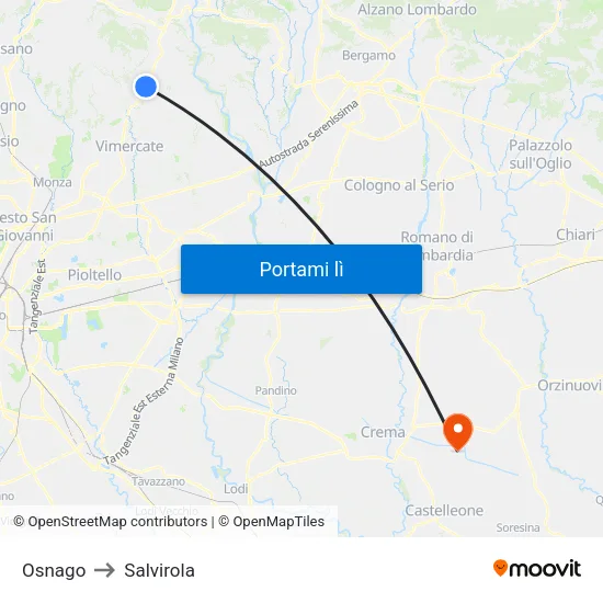 Osnago to Salvirola map