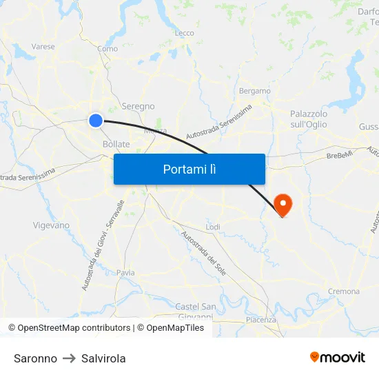 Saronno to Salvirola map