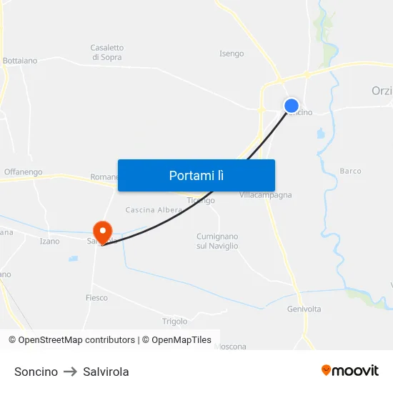 Soncino to Salvirola map