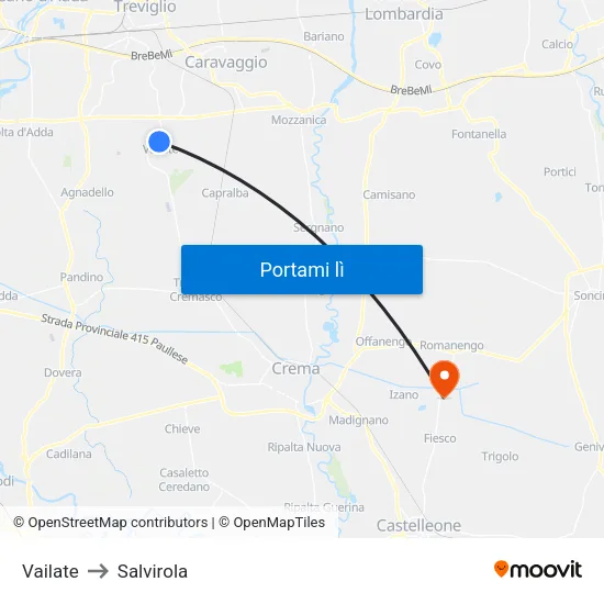 Vailate to Salvirola map