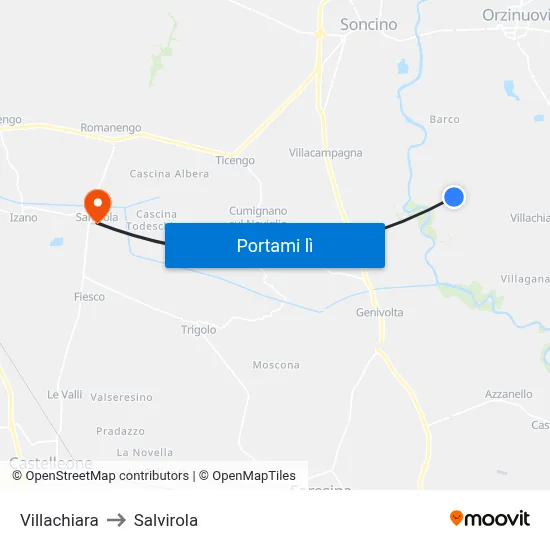 Villachiara to Salvirola map