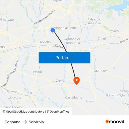 Pognano to Salvirola map