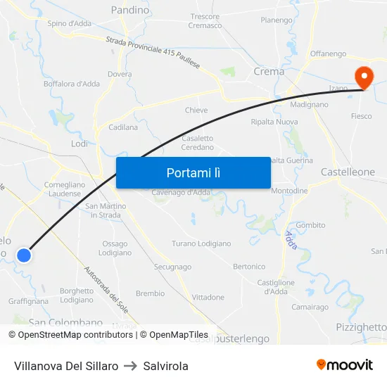 Villanova Del Sillaro to Salvirola map