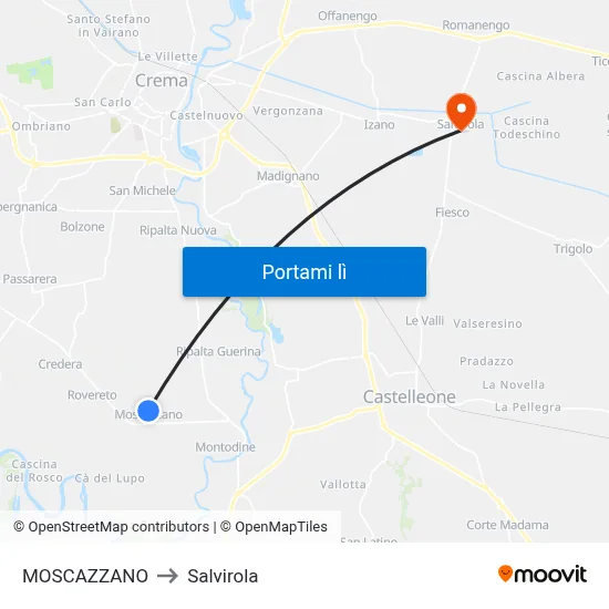 MOSCAZZANO to Salvirola map