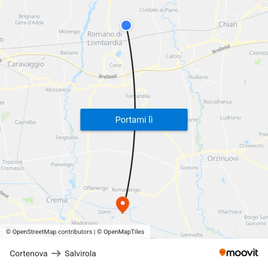 Cortenova to Salvirola map