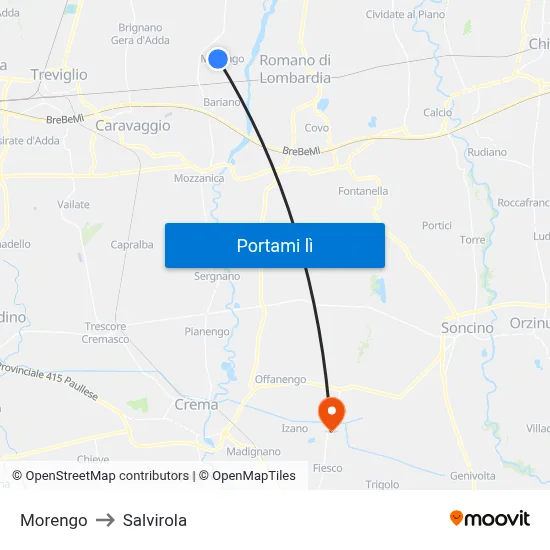 Morengo to Salvirola map