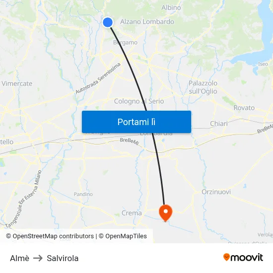 Almè to Salvirola map