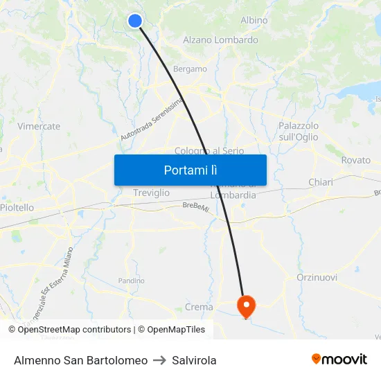 Almenno San Bartolomeo to Salvirola map