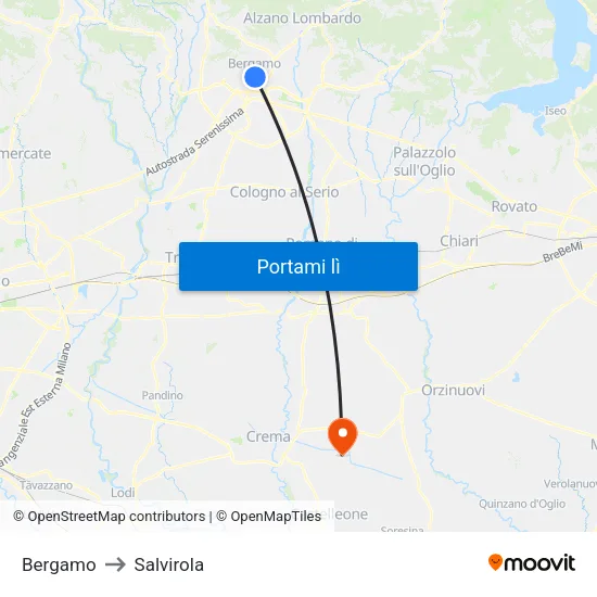Bergamo to Salvirola map