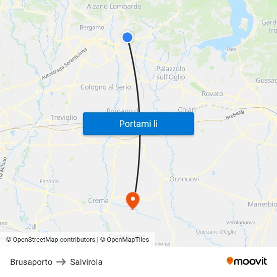 Brusaporto to Salvirola map
