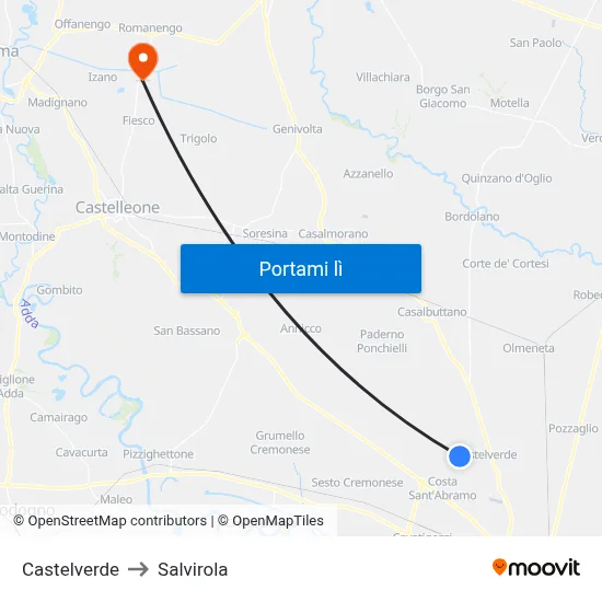 Castelverde to Salvirola map
