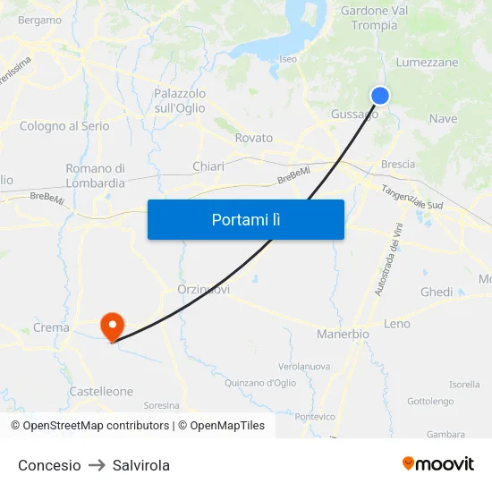 Concesio to Salvirola map