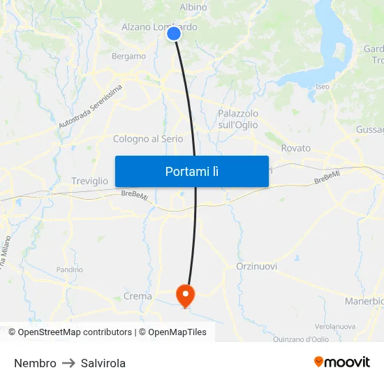 Nembro to Salvirola map