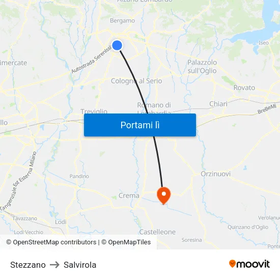 Stezzano to Salvirola map