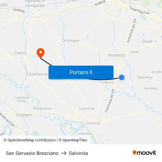 San Gervasio Bresciano to Salvirola map