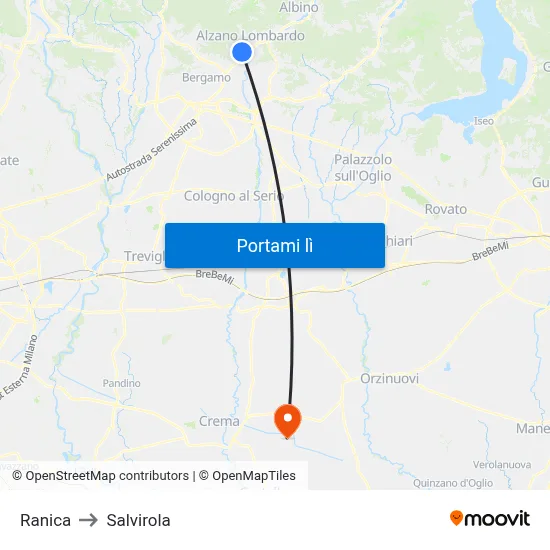 Ranica to Salvirola map