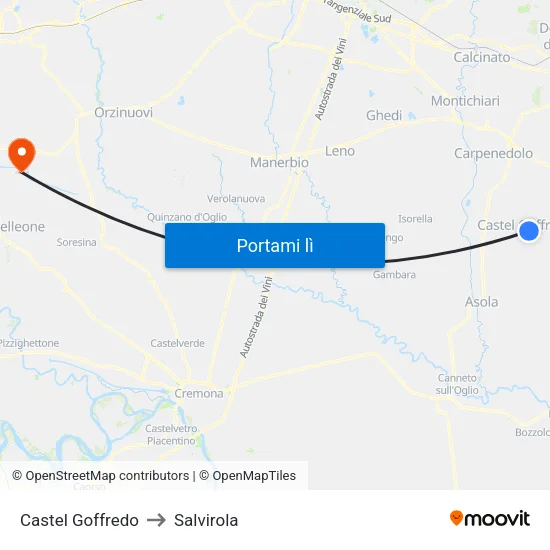 Castel Goffredo to Salvirola map