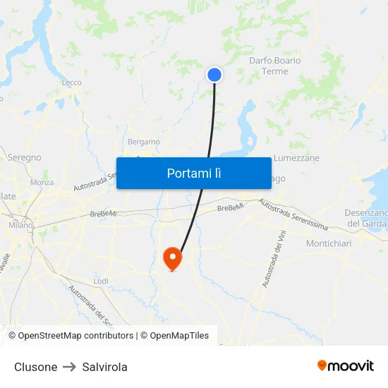 Clusone to Salvirola map